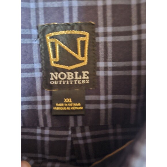 Noble Outfitters Shirt Men's XXL Blue Navy Plaid Long Sleeve Button Down - Picture 3 of 6